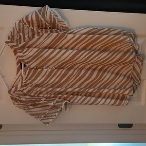Ann Taylor blouse, size large, beige and white, lined.